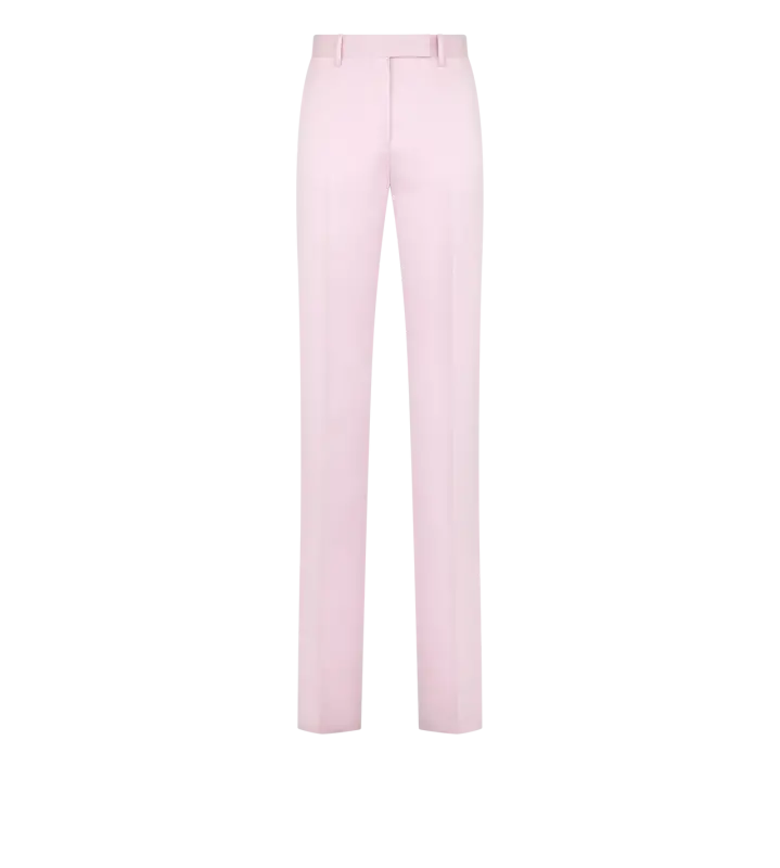WASHED COTTON SILK BLEND DUCHESSE TAILORED STRAIGHT PANTS ORCHID PINK online